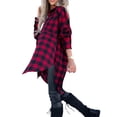 thumbnail image 3 of Arvbitana Womens Casual Plaid Shirt Lapel Long Sleeve Tops Coat Casual Loose Button Jacket for Spring with Pockets, 3 of 5