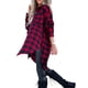 thumbnail image 3 of Camisas a cuadros de manga larga para mujer, chaqueta informal hasta la rodilla con botones, camisa holgada de franela larga, 3 of 5