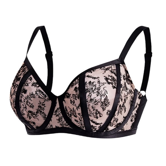 Plus Size Wireless Bra (D-K Cup): Sheer Mesh Full Coverage Bralette - No Underwire Everyday Comfort, Anti-Sagging Support for Curves