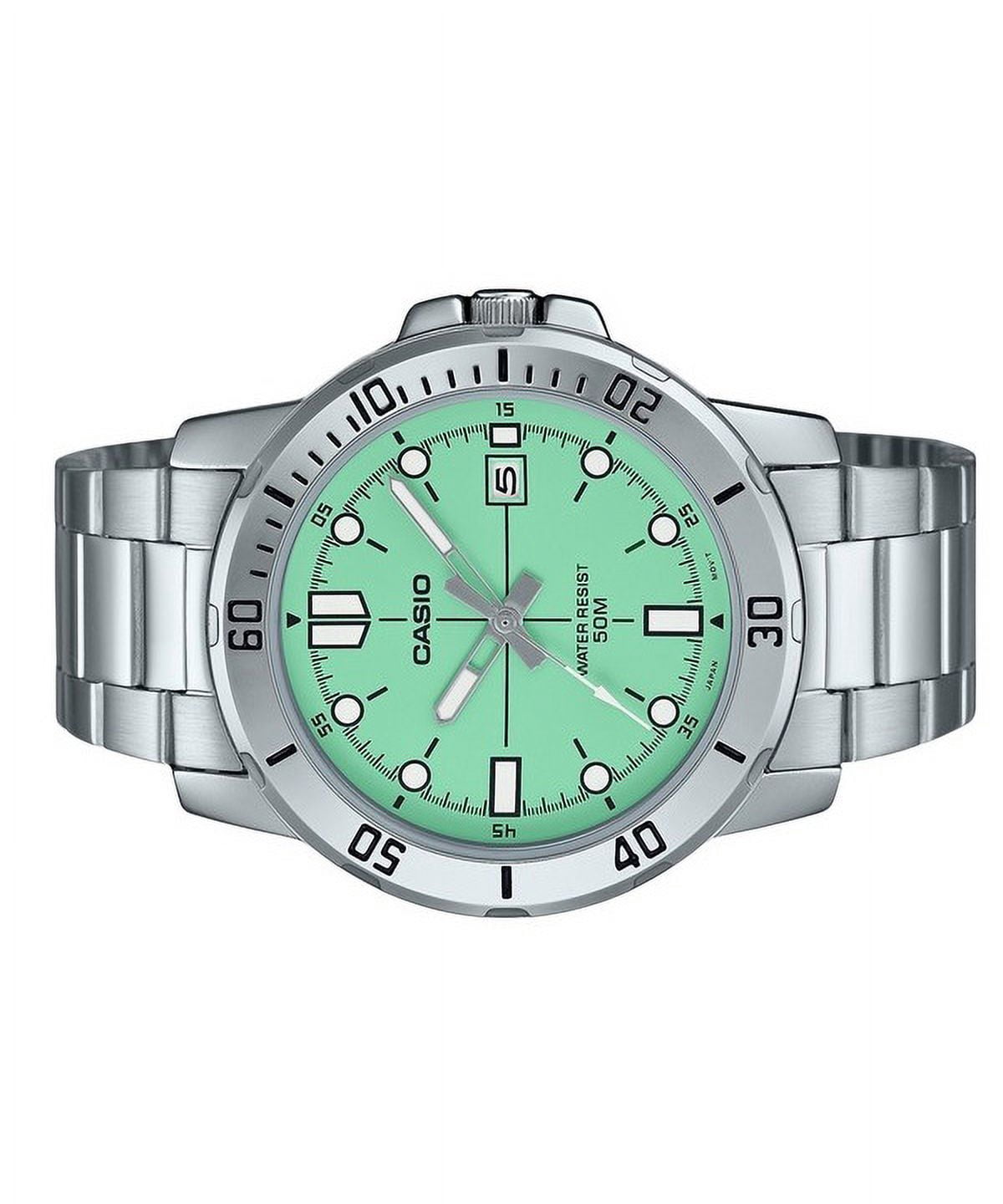 Casio Men’s Green Dial Analog Watch with Stainless Steel Bracelet -