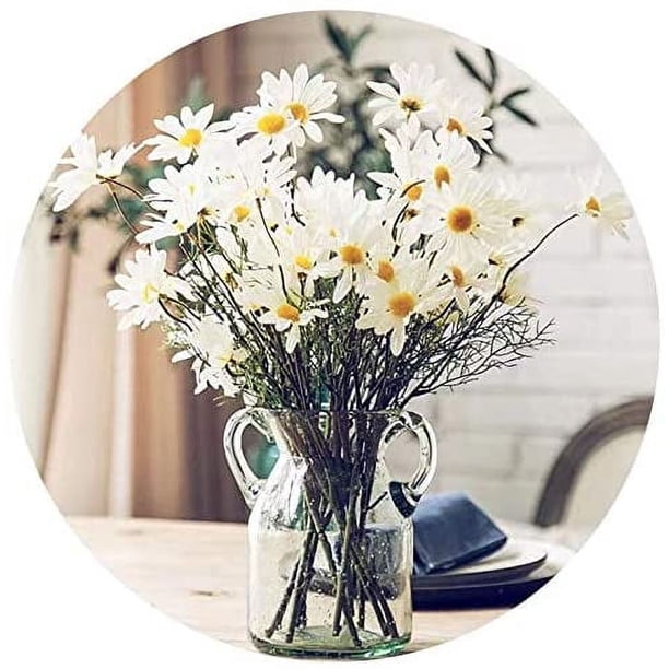 10 piezas de flores artificiales de margarita, arreglos florales para el hogar, hotel, oficina, boda, fiesta, jardín, artesanía, decoración de arte, cada uno de aproximadamente 21 pulgadas de alto, sin jarrón amarillo Sailing Electrónica