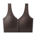 thumbnail image 2 of Women's Wide Strap Front Snap Comfortable Bra, Stretchy Wireless Daily Wear Bralette Coffee One Size, 2 of 5