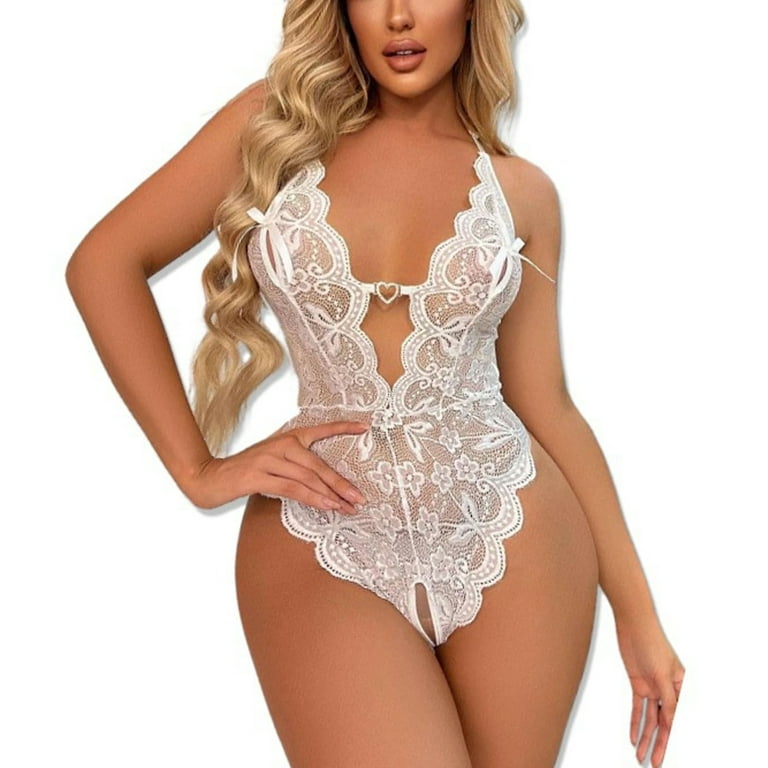 RQYYD Reduced Women One Piece Lingerie Deep V Teddy Sexy Lace Mesh