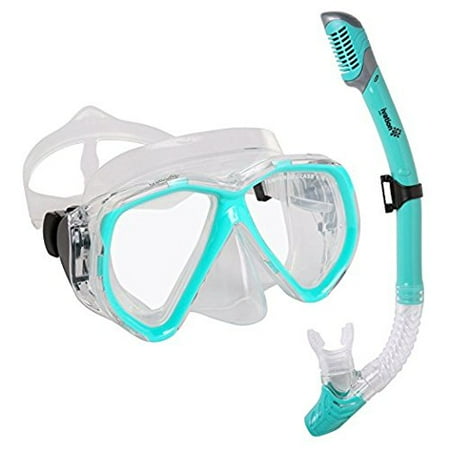 - Snorkel Mask Set - Snorkeling Gear - Double Lens Diving Mask & Snorkel w/Dry Top, Lower Purge Valve, Perfect for Diving, Snorkeling, Swimming -Ivation