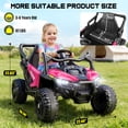 thumbnail image 4 of Farmdex 24 Volt Kids Ride on Car UTV, 400W Ride on Toy Car with Remote Control, Electric Car for Boys Girls, Knob Volume Control, LED Lights, Bluetooth, Rose Red, 4 of 8
