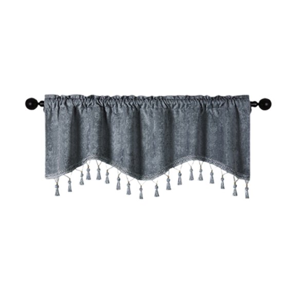 KQJQS Valance Curtains for Living Room & Kitchen – Rod Pocket Vintage Thermal Insulated Solid Window Treatment, Blue, 59" W x 15.7" L (Pack of 1)