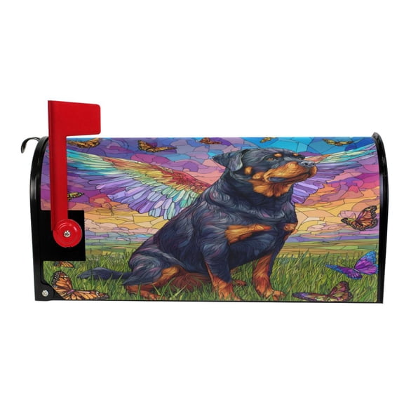 Wobogo Rottweiler Dog Mailbox Cover Magnetic for Garden Yard Home Decor Standard Size 25.4×20.78in