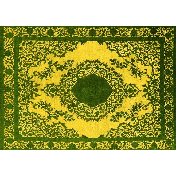 Ahgly Company Indoor Rectangle Oriental Yellow Industrial Area Rugs, 6' x 9'