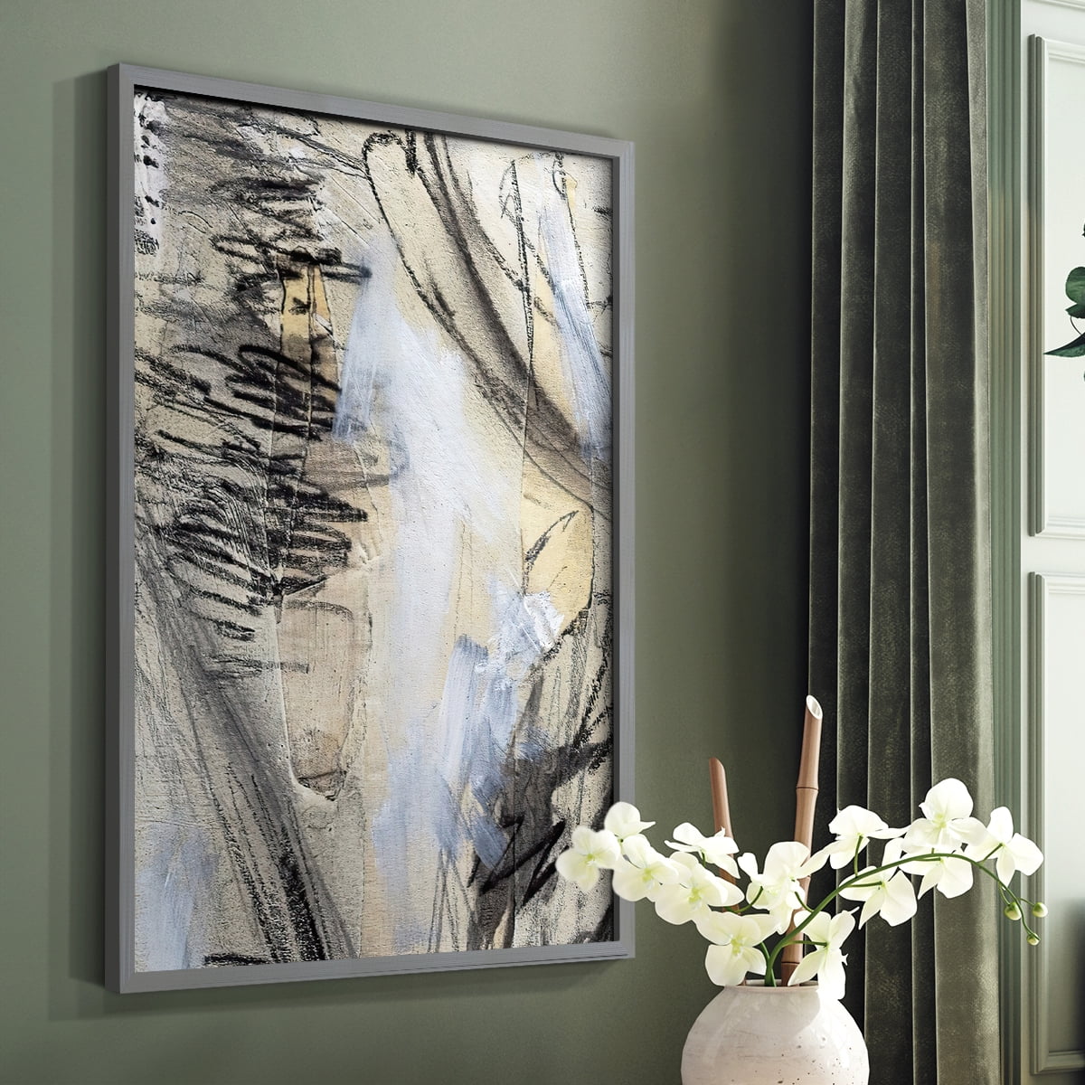 Masked Notes VI Framed Print in Gray Solid Wood Framed Print No Nail Hanging
