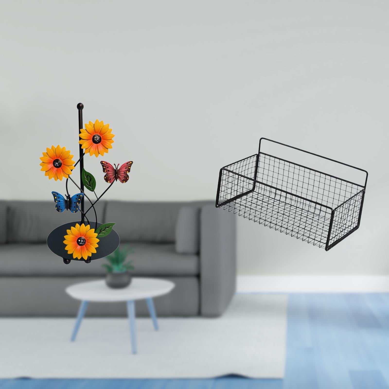 Fiocias Toilet Paper Holder Paper Towel Holder Countertop Hanging Storage Basket Wall Mounted Shelves Iron Wire Construction Suitable for Kitchen Bathroom