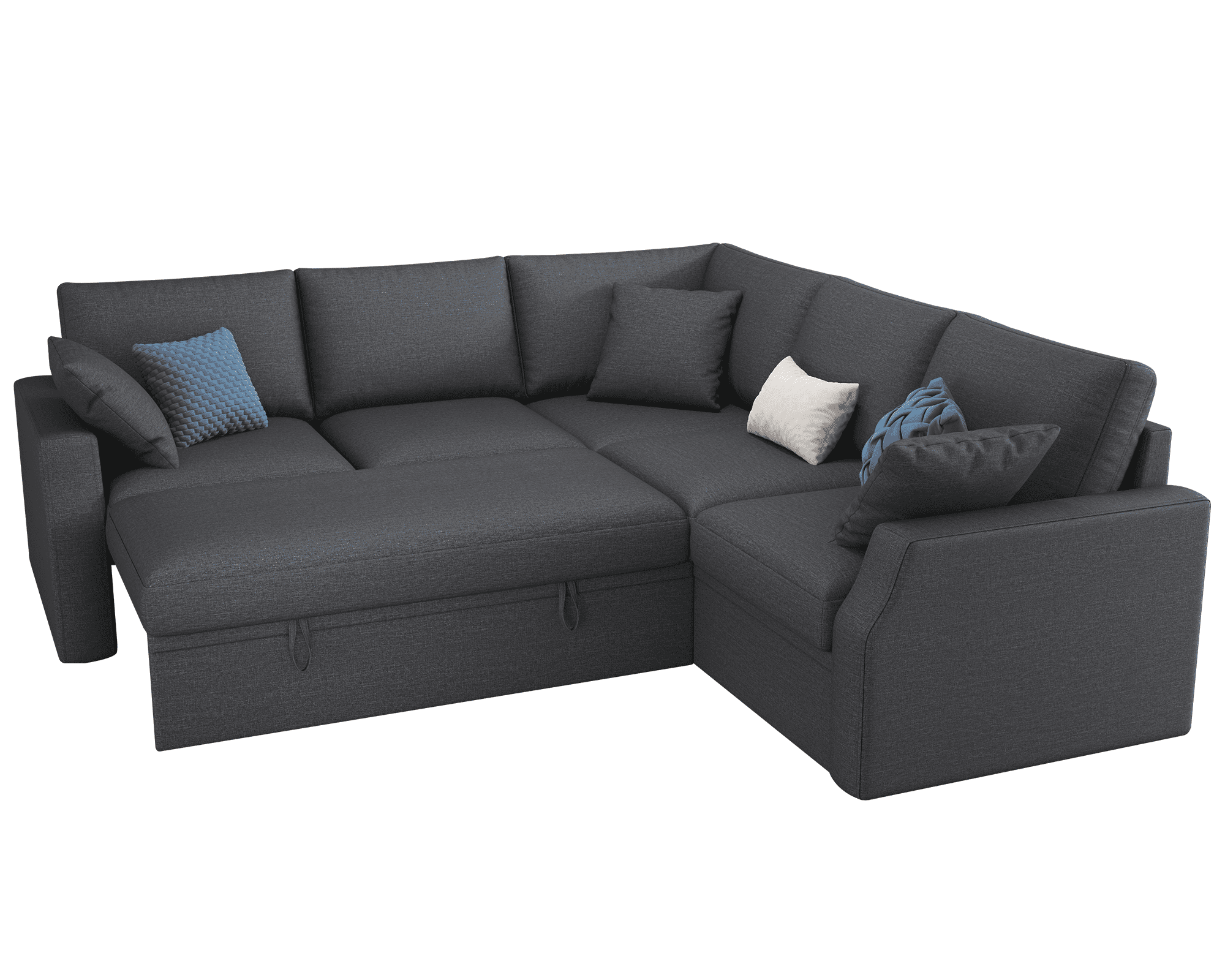 VANACC 85" L-Shaped Sleeper Sofa Bed with Storage, Grey Linen Couch