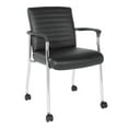 thumbnail image 1 of Pemberly Row Guest Chair in Black Faux Leather with Chrome Frame and Casters, 1 of 5