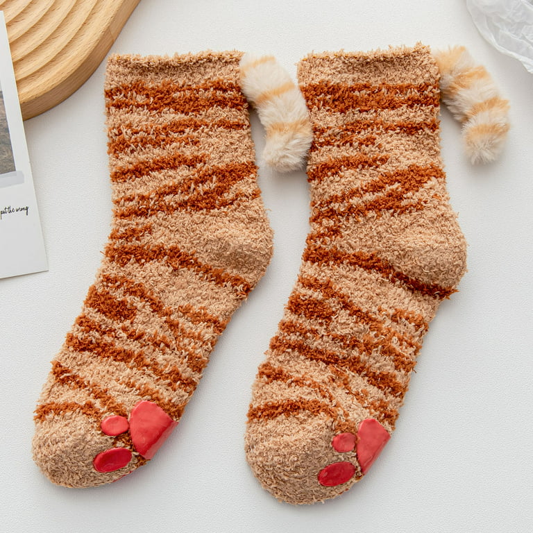 Womens Cartoon Fuzzy Socks Cozy Winter Home Slipper Warm Soft Thick Comfy  Gift B One Size Gifts for Women Funny Socks Hospital Socks Party Socks