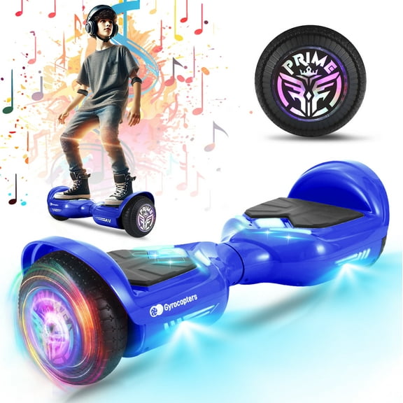 Gyrocopters Prime Tout Nouveau Hoverboard 2026 / Vitesse jusqu'à 15 Km/h / Roues de 6,5 Po / Capacité de Poids de 165 Lb / Certifié UL2272 avec Haut-Parleur de Musique Sans Fil (Bleu)