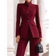 thumbnail image 6 of Women Blazer Pants Suit 2 Piece Outfits Casual Long Sleeve Blazer Set for Work Business Red XXL, 6 of 9