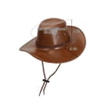 thumbnail image 3 of Gustave Western Cowboy Cowgirl Hat for Women Men PU Leather Vintage Wide Brim Outback Sun Hat with Chin Strap for Outdoor Hiking - Black, 3 of 6