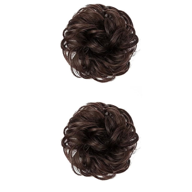 Paquete de 2 postizos con banda elástica, postizo de moño, cinta para el pelo rizado con recogidos, extensiones de cabello, postizos de moño desordenado para mujeres, niñas, cola de caballo