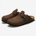 BERANMEY Women's Suede Clogs & Mules Stylish Leather Mules with Arch