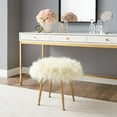 thumbnail image 2 of Linon Arlo Vanity Stool, 17.75" Seat Height, Pale Gold Finish with Cream Fabric, 2 of 7