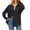 Black, variant on Waffle Knit Button Down Shirts for Women Dressy Casual Work Shacket V Neck Long Sleeve Loose Tops with Pocket