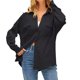 thumbnail image 1 of Camisa con bolsillos de color liso para mujer: top de punto holgado de manga larga, poliéster, versátil para primavera/otoño, tallas US 4-12, EU 34-42, 1 of 8