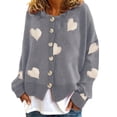 thumbnail image 2 of Pxiakgy Women's Autumn And Winter New Love Printing Knitted Long Sleeve Cardigan Coat Grey3 + XL, 2 of 5