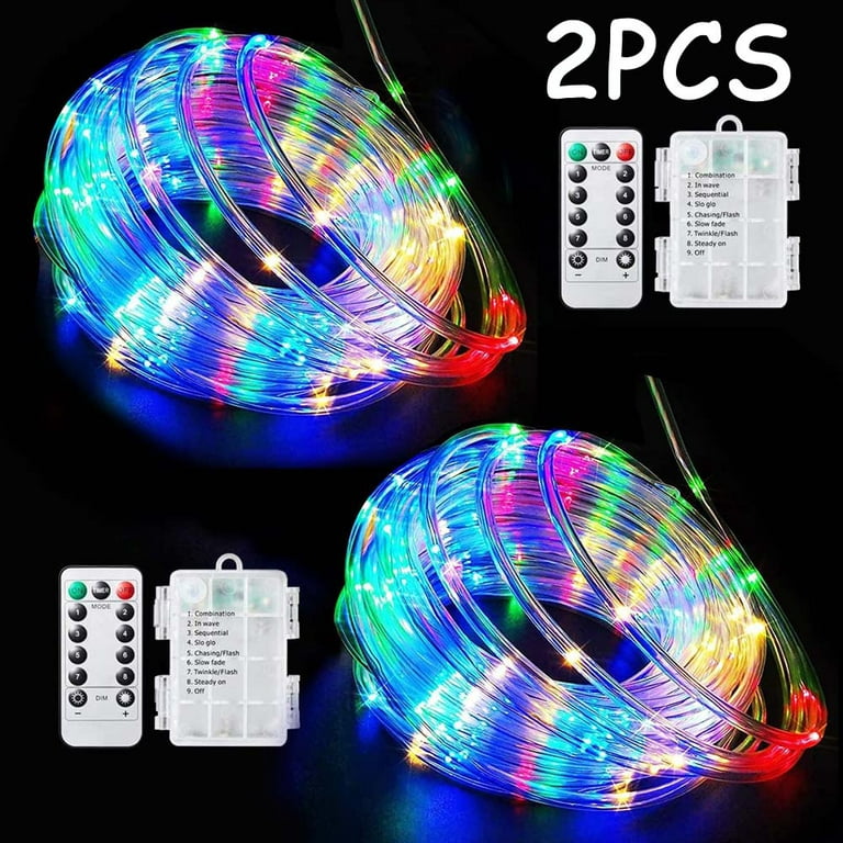 Battery Powered LED Strip Lights with Remote Control, 65.6ft/20M 200 LEDs 8  Color Changing Modes Indoor Outdoor String Lights for Garden Christmas  Party Holiday Decoration Pack of 2 