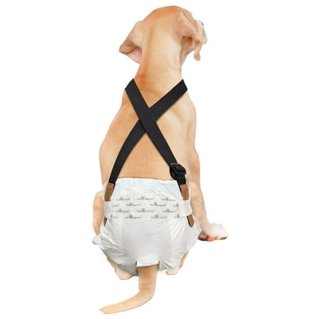 UPC: 0682198766861 | Paw Inspired Dog Diaper Suspenders | Keep Male Dog Wraps and Female Dog Diapers Stay on with Suspenders | Fits Washable and Disposable Puppy Doggie Cat Pet Diapers and Male Dog Belly Bands(M/L  Black)