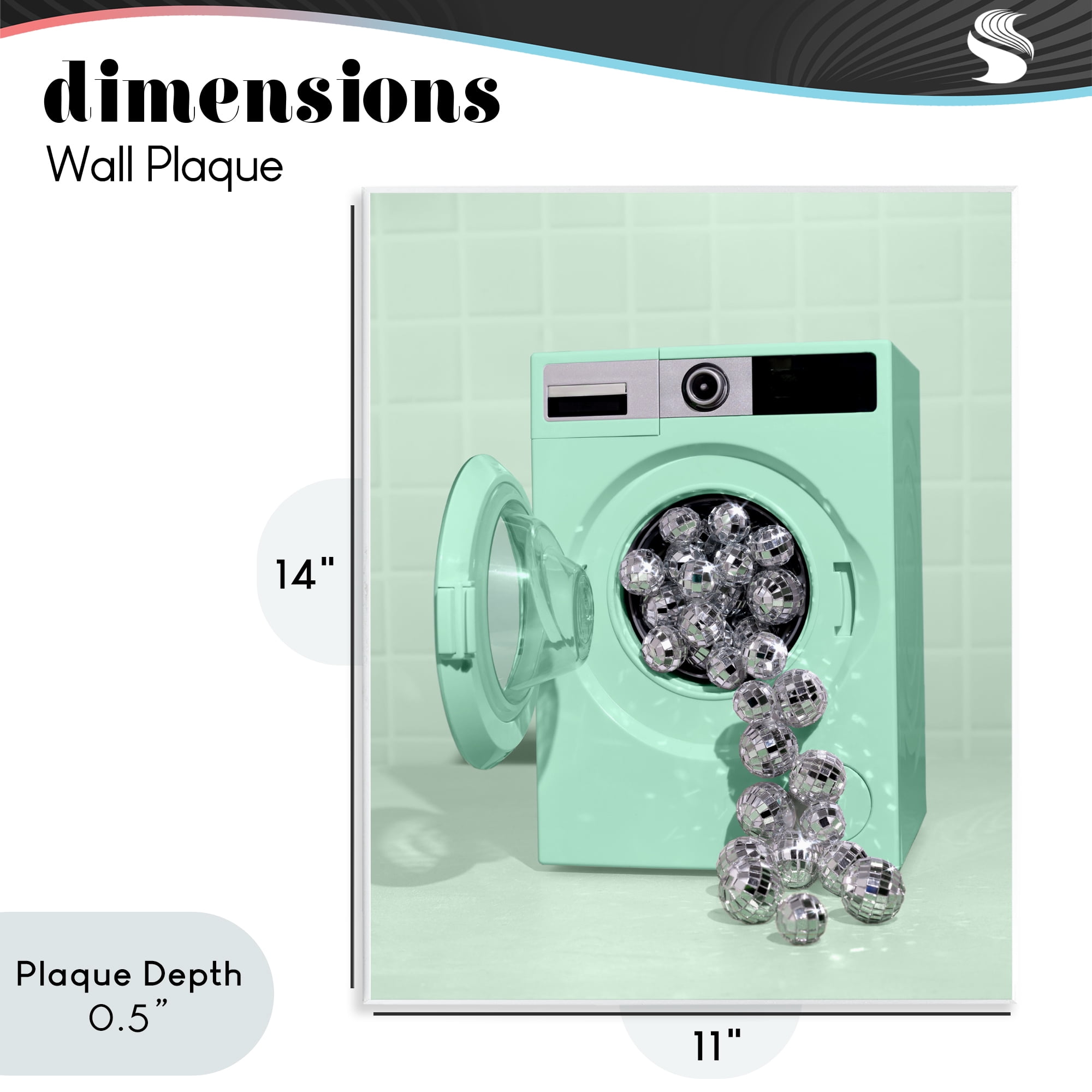 Stupell Industries Disco Laundry Machine over Green Wall Plaque Art, design by LISH Creative