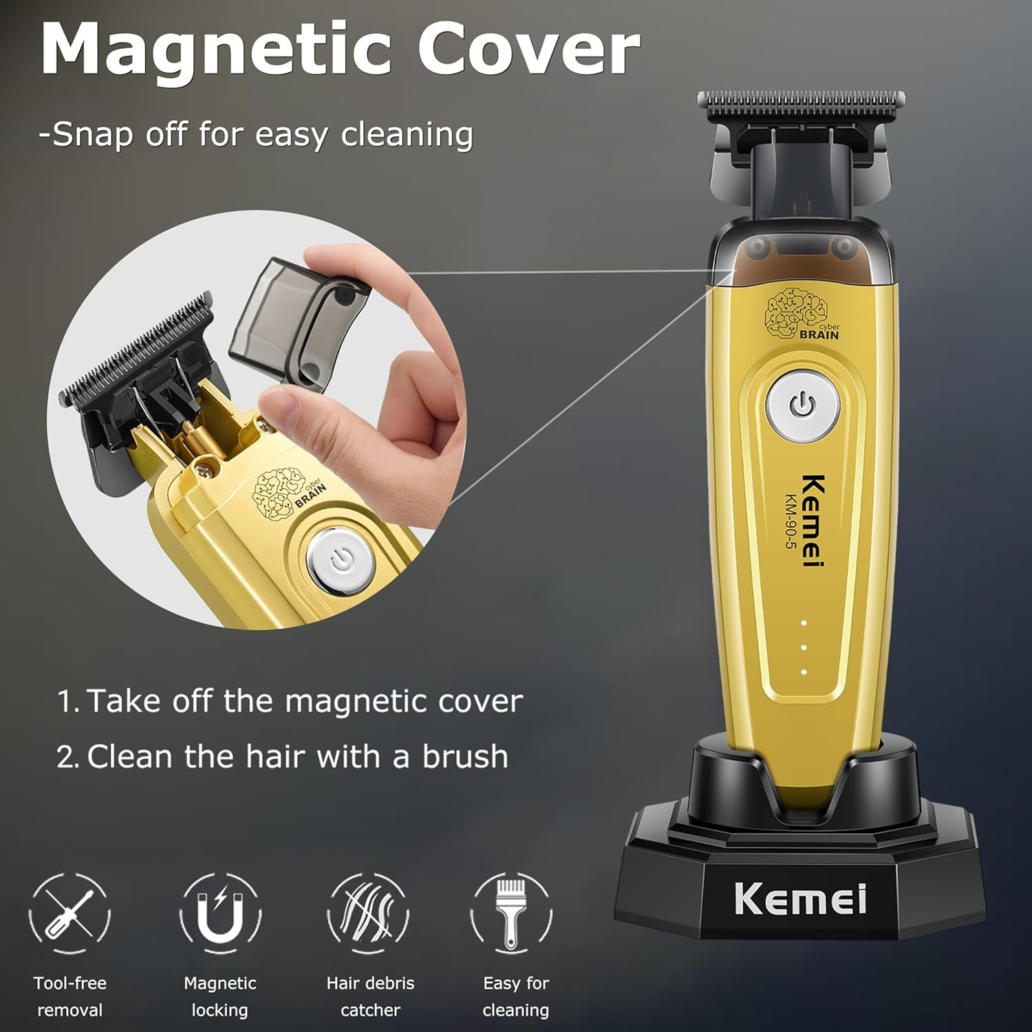 Kemei, Hair and Beard Trimmer with DLC Blade, Gold - Walmart.com
