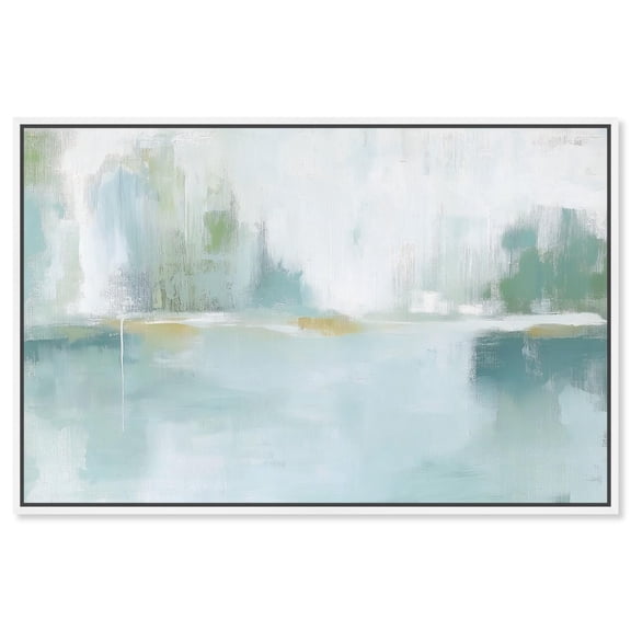 Mirrored Aqua Dream I Canvas Coastal Abstracts by Art Remedy, White Frame, 54" x 36"