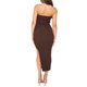 thumbnail image 5 of VISgogo Vestido sin hombros para mujer, sin mangas, sin tirantes, de color sólido, con abertura alta, plisado, ajustado, ropa informal de una pieza VISgogo moda, 5 of 6
