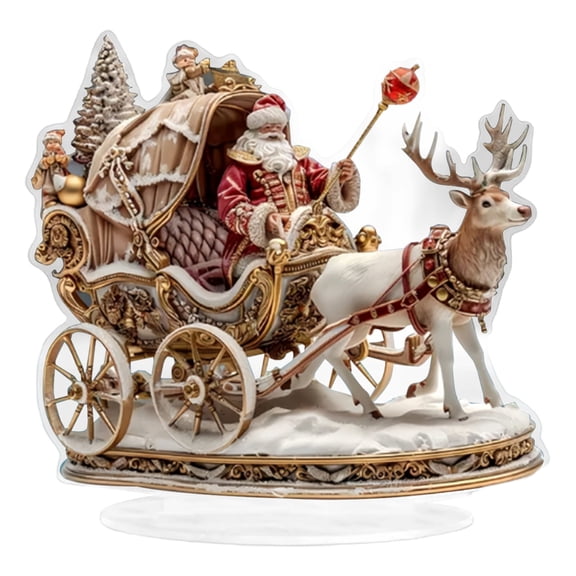 Jierger 2025 Christmas Reindeer Sled Acrylic Ornament 2D Holiday Decor With Craftsmanship For Indoor Home Christmas Decorations Festive for Home Office Fireplace Christmas Ornaments