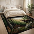 thumbnail image 3 of ODIKA 8'x10' Washable Area Rug Bear Paw Print Cabin Wildlife Scene With Rustic Woodland Border for King Size Bedroom Under Bed, Master Suite, Non-Shedding, Easy Care, 3 of 7