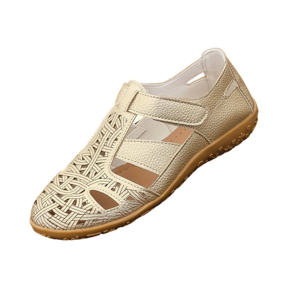 Women's Summer Closed Toe Casual Leather Sandals,Comfort Cutout Adjustable Ankle Strap Orthopedic Beach Fisherman Shoes, 43