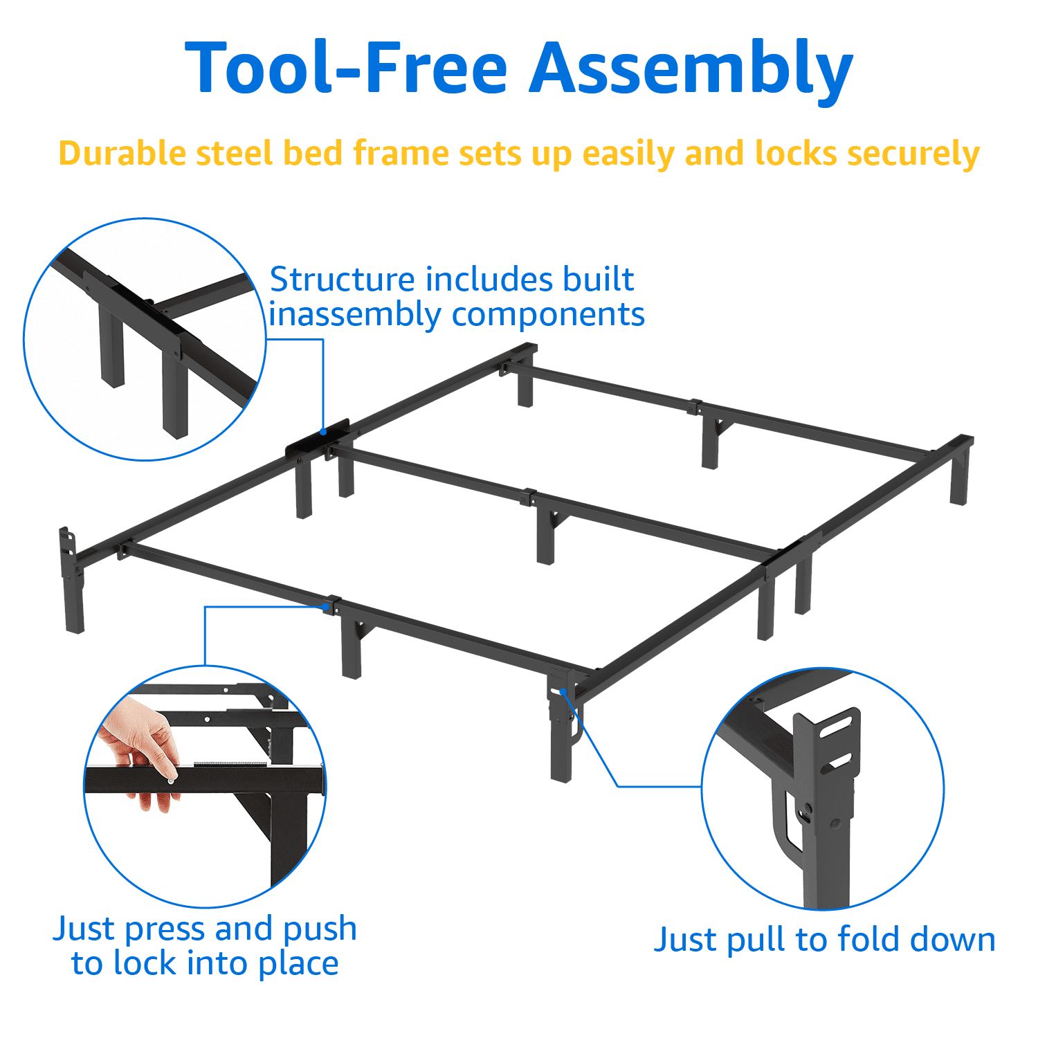 Mainstays Ardent Full 7" Bed Frame,Adult,Easy to Assemble. No tools needed.