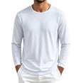 thumbnail image 2 of Aimik Men's Solid Crewneck Long Sleeve T-Shirt Basic Plain Tee Soft Breathable Casual Everyday Layering Top, 2 of 6