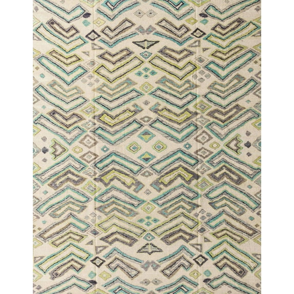 Ahgly Company Machine Washable Indoor Rectangle Abstract Khaki Green Area Rugs, 5' x 7'