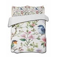 thumbnail image 2 of Quilts Twin Size, Spring Bird Floral Soft Comforter Bedding Set for Bed, Summer Birds Flowers Watercolor Lightweight Quilted Bedspread with Pillow Cover(2 Pieces) for All Season, 68x86 Inch, 2 of 6