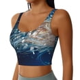 thumbnail image 2 of Vsdgher White Jellyfish Dansing in the Ocean Print Women Sleeveless Athletic Tank Top Built-in Bra Camisole Sports Vest for Yoga Running Fitness Exercise with Removable Pads, 2 of 8