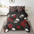 thumbnail image 2 of jejeloiu Romantic Red Rose 7 Pieces Bedding Comforter Set,Gothic Skull Skeleton Full Bedding Set,Velantine Flowers Fitted Sheet Flat Sheet For Men Women,Luxury Bedroom Decor Reversible, 2 of 8