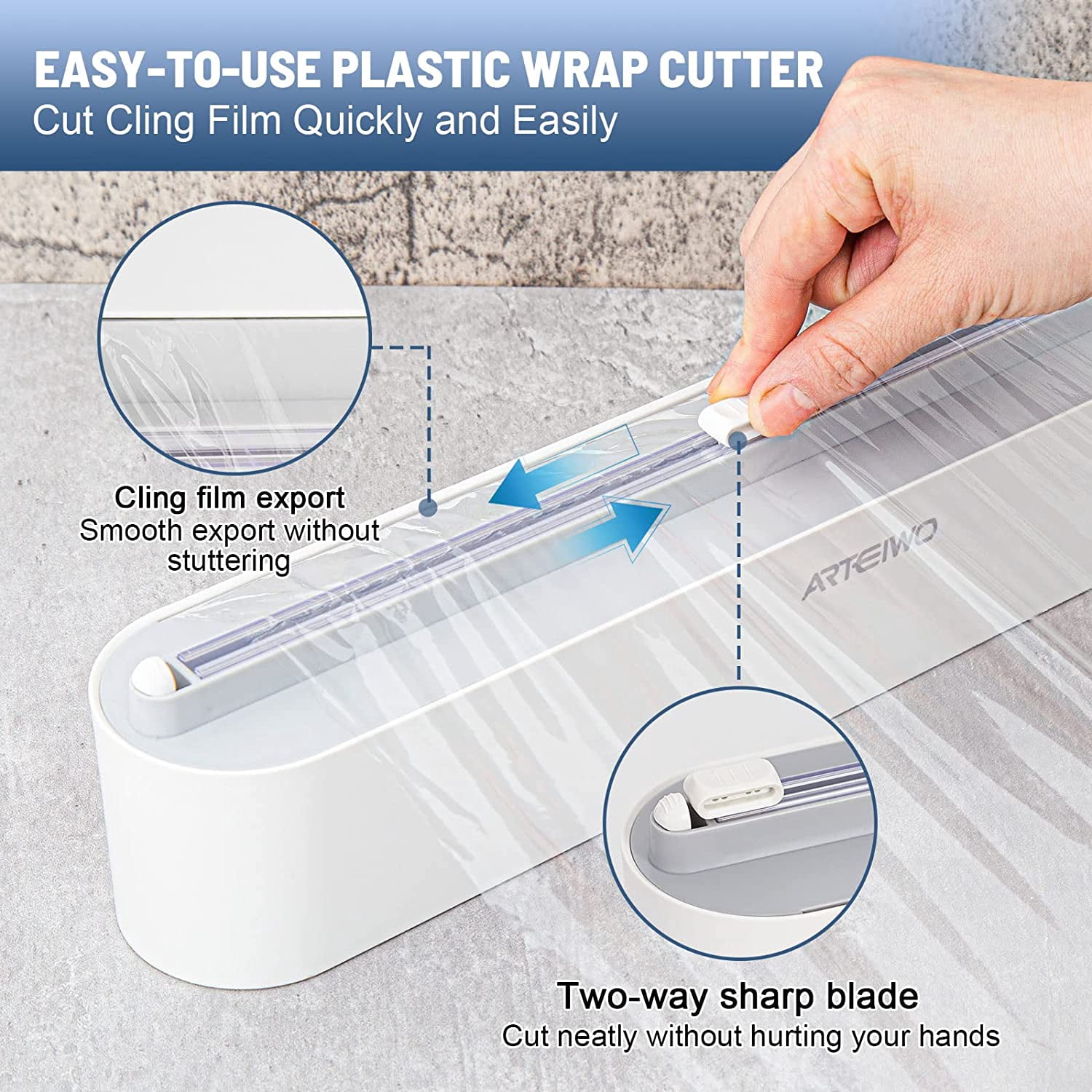 Magnetic Refillable Plastic Wrap Dispenser With Cutter, Tin Aluminum Foil Dispenser with Cutter, Sturdy Food Cling Wrap Film Cutter, 12 Inch X 328 Feet Plastic Wrap Included…