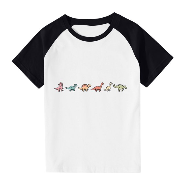 RXIRUCGD 2025 Vêtements d'Été pour Enfants Tout-Petits Garçons Filles Mode Mignon Col Rond Imprimé Manches Courtes Haut