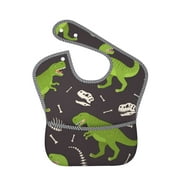 Bingfone Mess-Proof Baby Bib - Waterproof Bib For Baby Boy Or Girl With Food Catcher Pocket, Unisex-Dinosaur Skeleton
