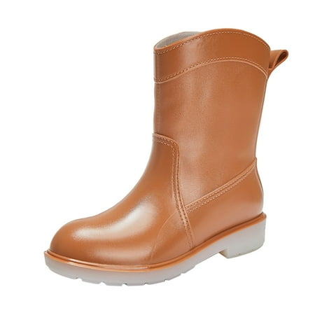 

Qufokar Rubber Rain Boots Women Wide Calf Lace Up Boots Lady Shoes Mid Calf Snow Boots Women Non Slip Fleece Socks Inside Rain Boots Outdoor Rubber Water Shoes