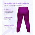 thumbnail image 3 of Exxact Sports Girls Softball Pants Knicker/Yoga Style Knee Length, 4-Way Stretch Low Rise Youth Softball Pants for Girls - (YXL, Purple), 3 of 7