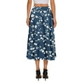 thumbnail image 3 of Yucgh Women's Bohemian Flower Print Midi Skirt with Pockets, Solid Color Casual Skirt, High Waisted Elastic Waist Skirt for Summer,Royal Blue,XL, 3 of 4