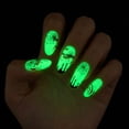 thumbnail image 6 of 16PCS Medium Halloween Luminous Press On Nails, Glow in The Dark Fake Nails with Skull Spider Web Ghost Pumpkin Prints, Glossy Spooky Reusable Artificial False Nail Tips for Women Halloween Party, 6 of 6