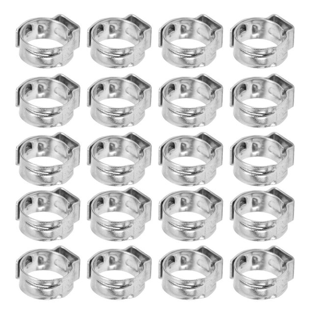 20Pcs Hose Clamp Improves Corrosion Resistance Resistance Ability Adjustable Double Wire Hose Clamp for Industrial9.6-11.3mm