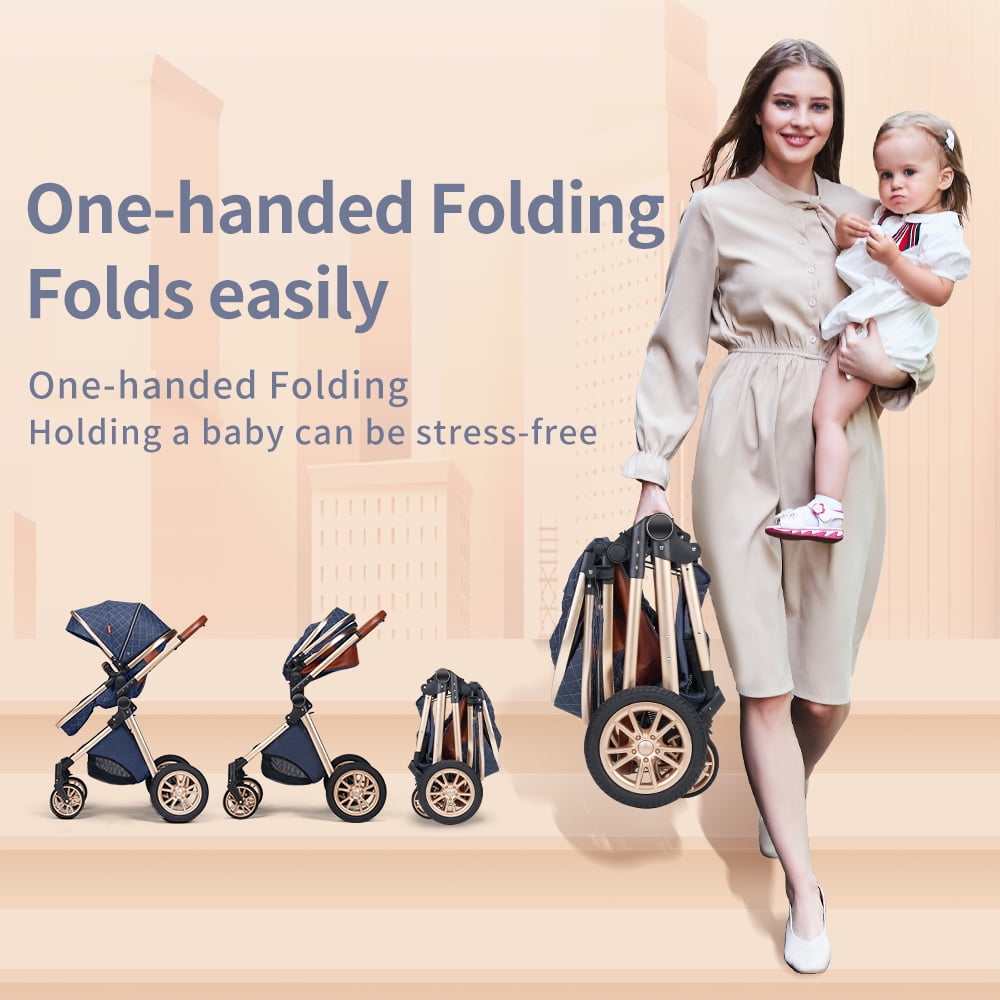 B.Childhood Blue High Landscape Baby Stroller Folding Reversible Seat Unisex Walmart